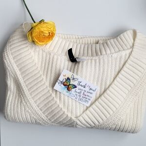 H&M Cream Acrylic Sweater, Size S' , Long sleeve w/ V-neck style.